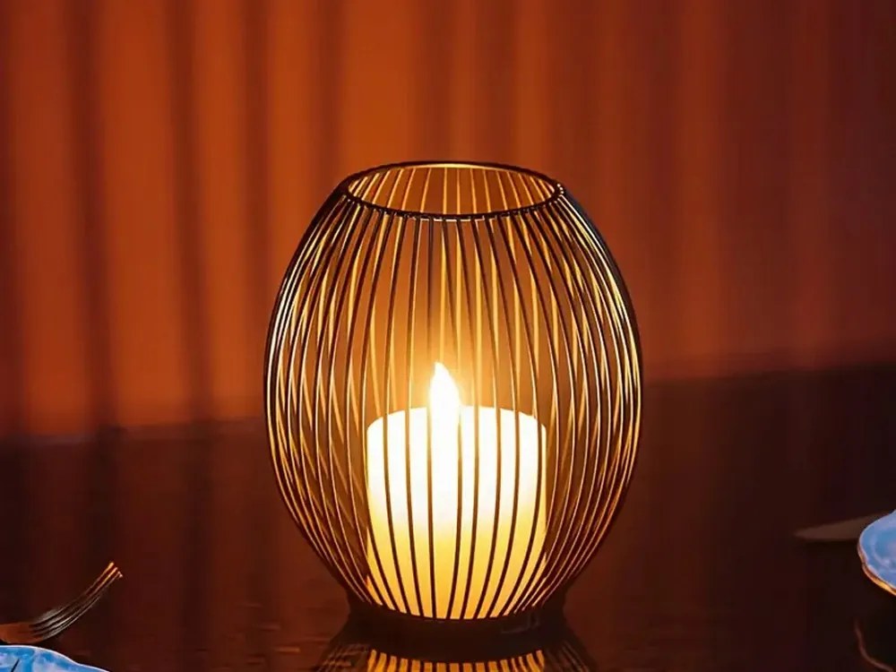 Dekoratív fém gyertyatartó 1 db lampion állvány teraszra