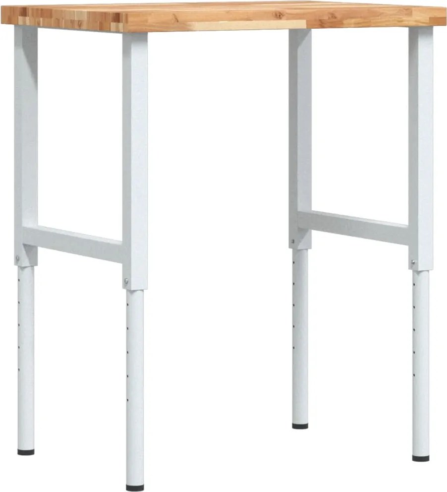 vidaXL tömör bükkfa négyszög alakú munkapad 80 x 60 x (73-99,5) cm