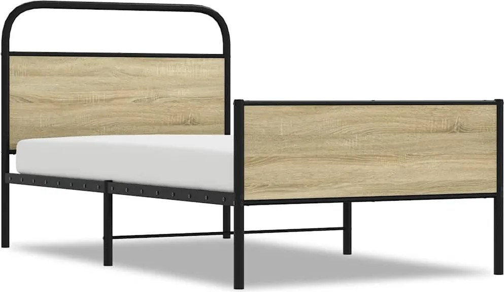 vidaXL ágykeret matrac nélkül 100x190 cm sonoma tölgyfa műfa