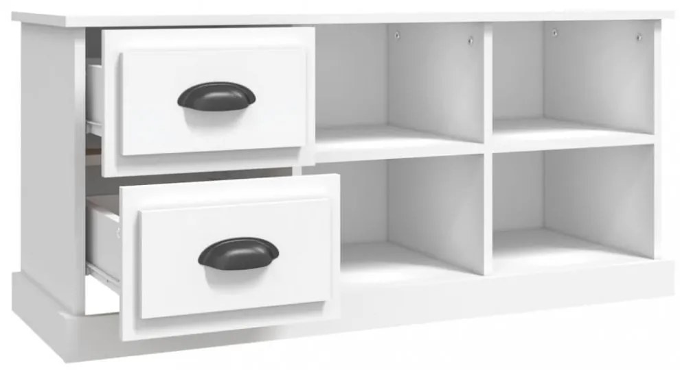 fehér szerelt fa TV-szekrény 102 x 35,5 x 47,5 cm