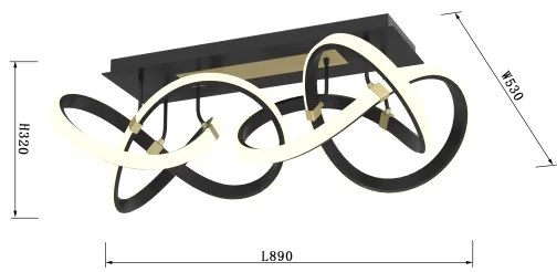 Wofi 9134-204 - INDIGO LED 64W 230V dimm. mennyezeti lámpa fekete/arany