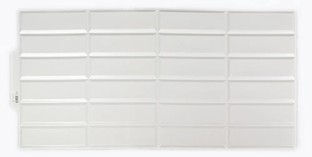 3D PVC falpanel Fényes fehér csempe mintás, csomag (10 db+ragasztó)