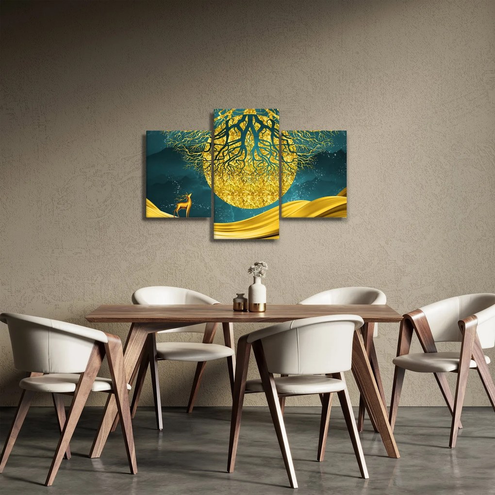 Kép - absztrakció, arany táj (90x60 cm)