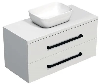Fürdőszobaszekrény fekete fogantyúval SAT Cube Way 100x53x46 cm fehér fényes CUBE46C1003BISAT45