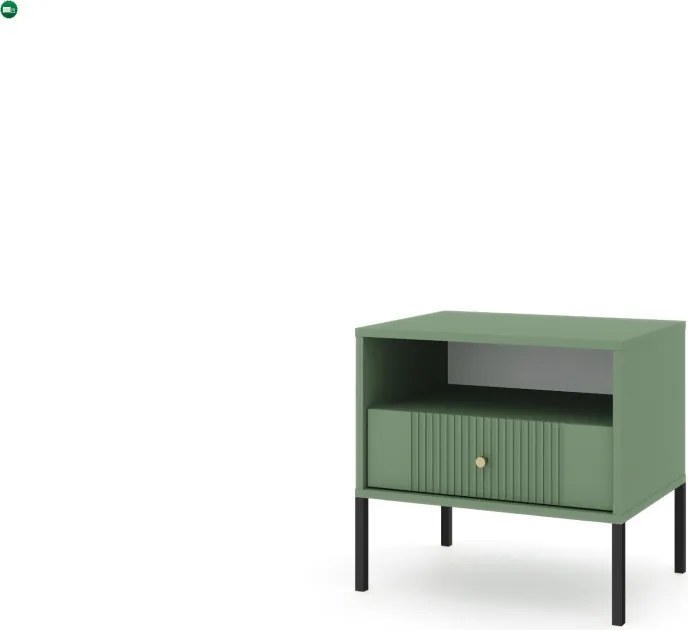 Éjjeliszekrény smoke green színben fekete elemekkel arany fogantyúkkal – ISEO IS06