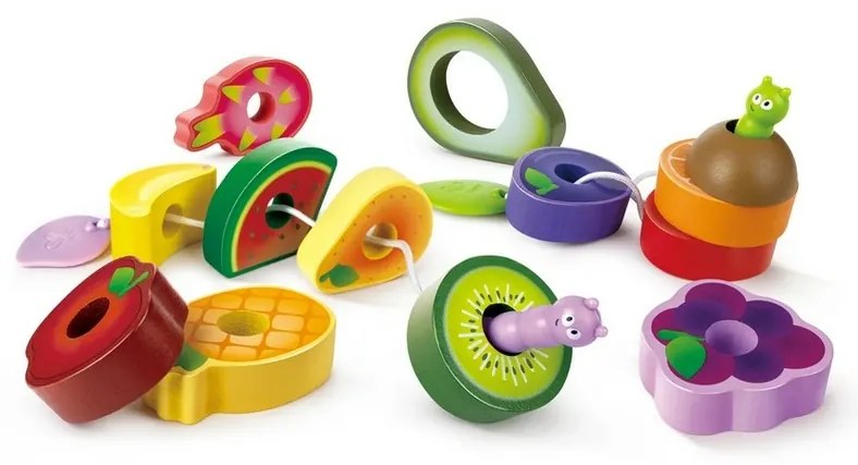 Hape játékkészlet - Gyümölcslakoma hernyókkal