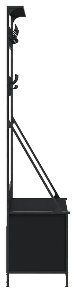 fekete ruhafogas cipőpolccal 100x41x184 cm
