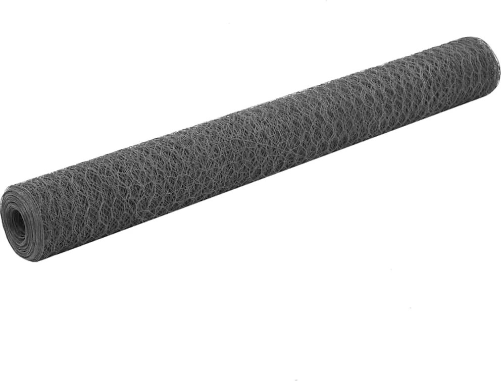 vidaXL szürke PVC-bevonatú acél csirkeháló drótkerítés 25 x 1,2 m