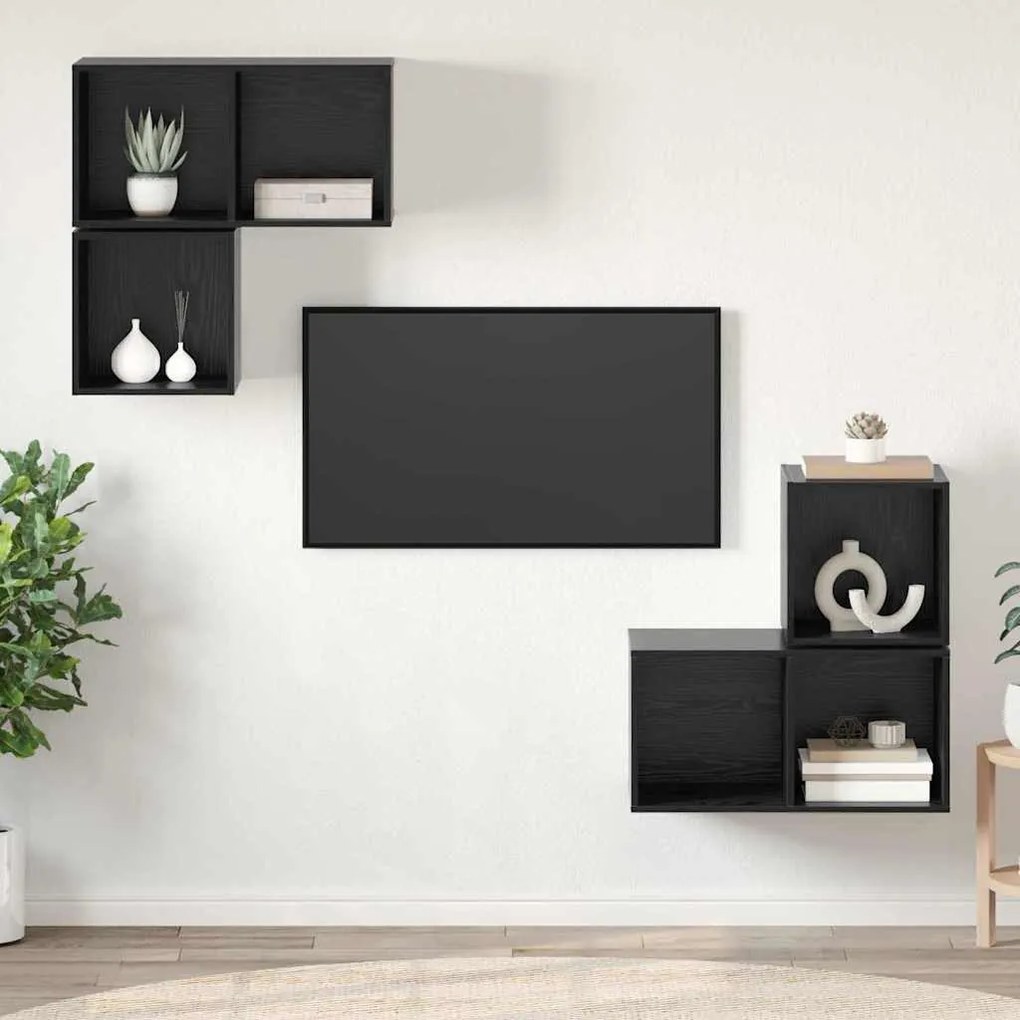 TV szekrény garnitúra 4 pcs Musta tammi 37 x 37 x 72 cm Faanyag