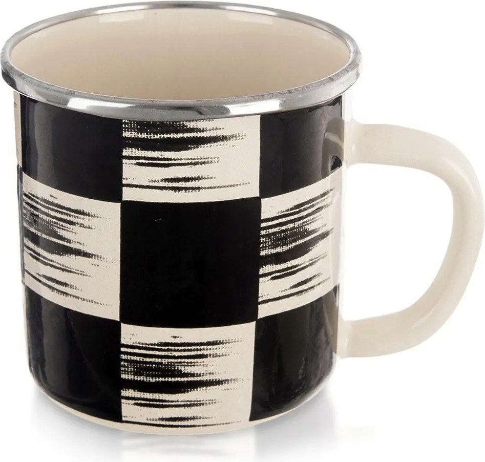 Zománcozott Bögre Ital Kávé Tea Gyógynövények Sakktábla 400 ml