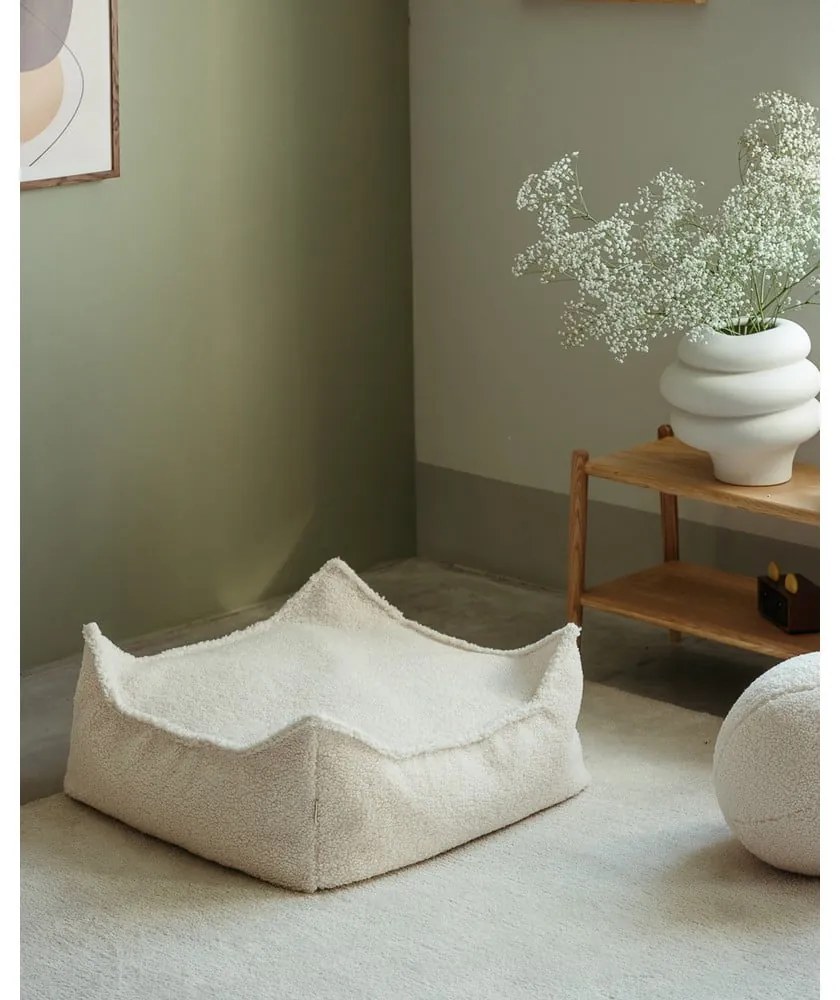 Krémszínű buklé gyerek babzsákfotel Square – Wigiwama
