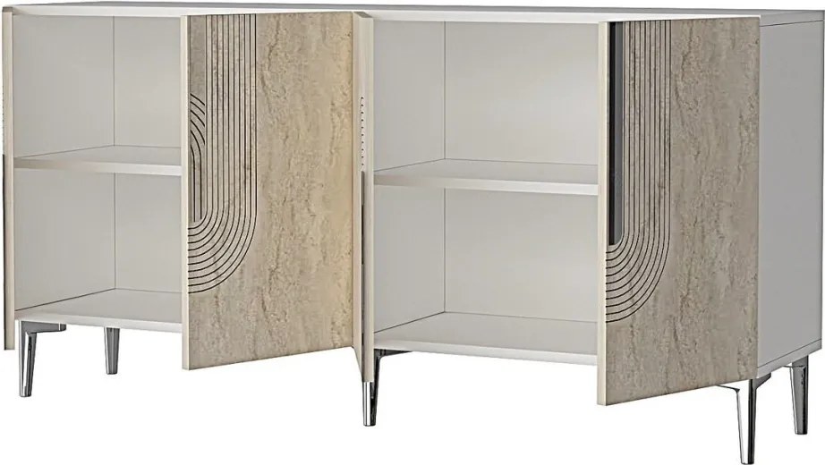 Meyra 180 - White, Travertine, Silver