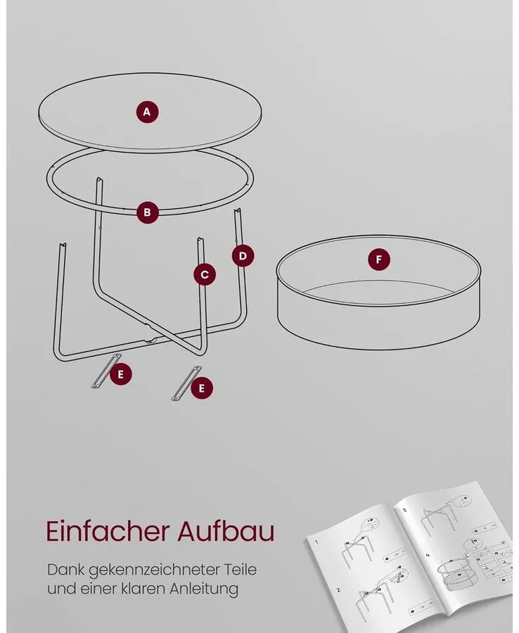 Kerek dohányzóasztal 75 cm átmérőjű, tintafekete-pala szürke