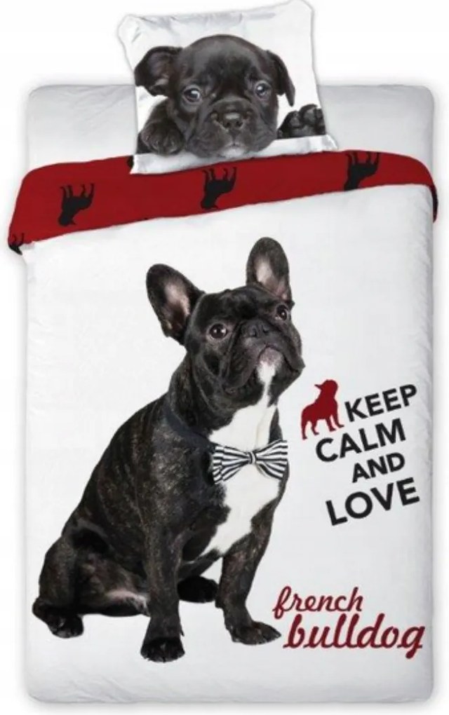 Ifjúsági ágyneműhuzat 160x200 Francia bulldog 100% pamut