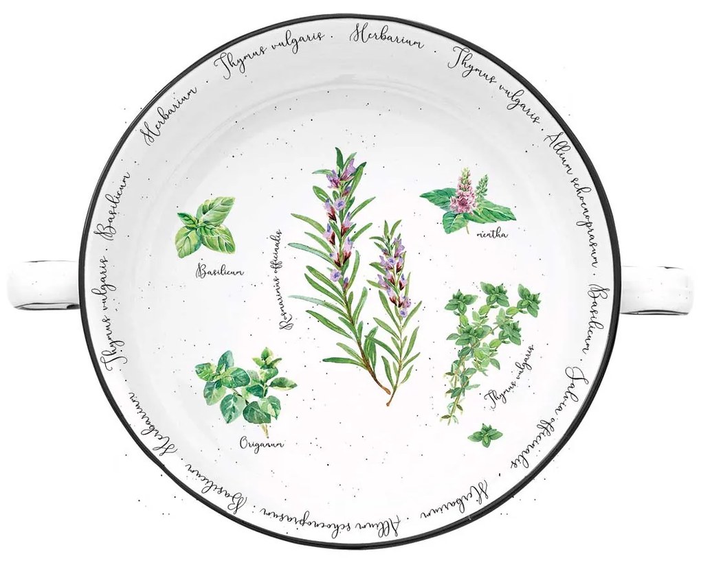 Porcelán fűszernövényes tál füllel 20 cm Herbarium