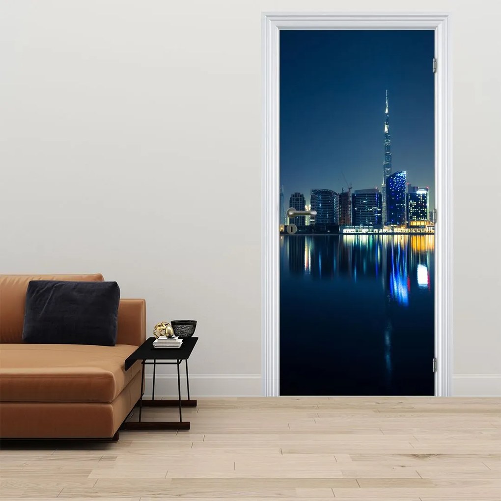 Fotótapéta ajtóra - Éjszakai város (95x205cm)
