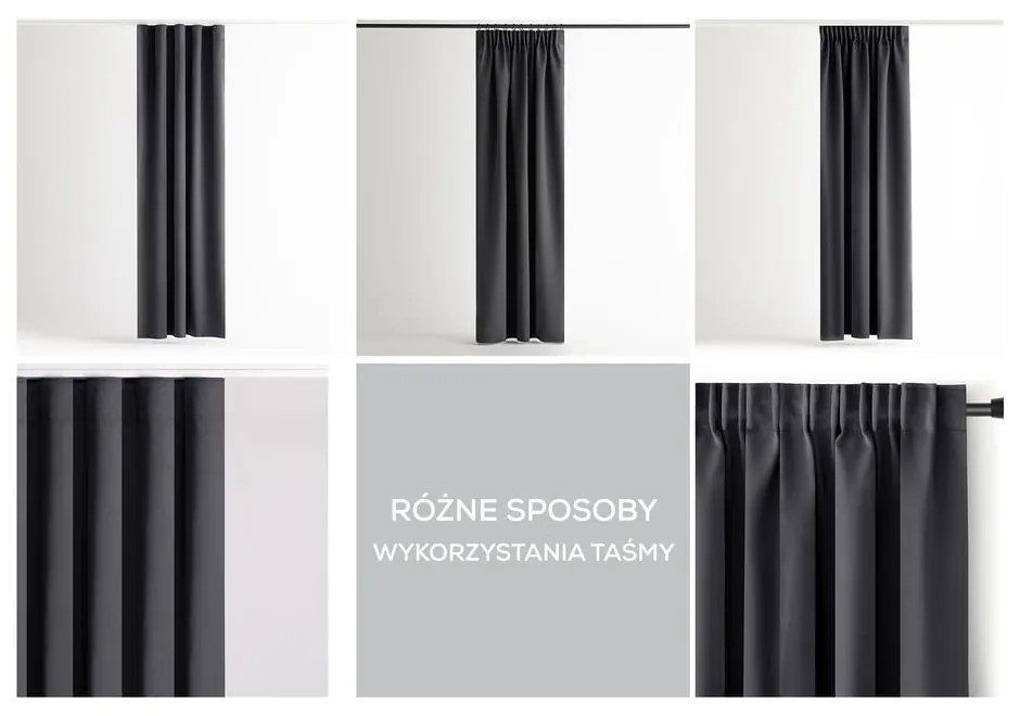 Sötétszürke sötétítő termo függöny 140x245 cm Pleat – Restilo