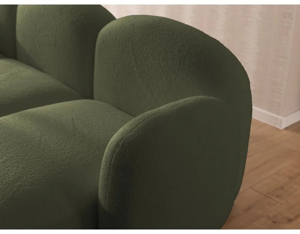 Zöld buklé sarokkanapé (U alakú) Orbit – Ropez