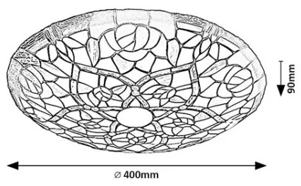 Brilagi - Tiffany-stílusú vitrázs mennyezeti lámpa GARLAN 2xE27/60W/230V
