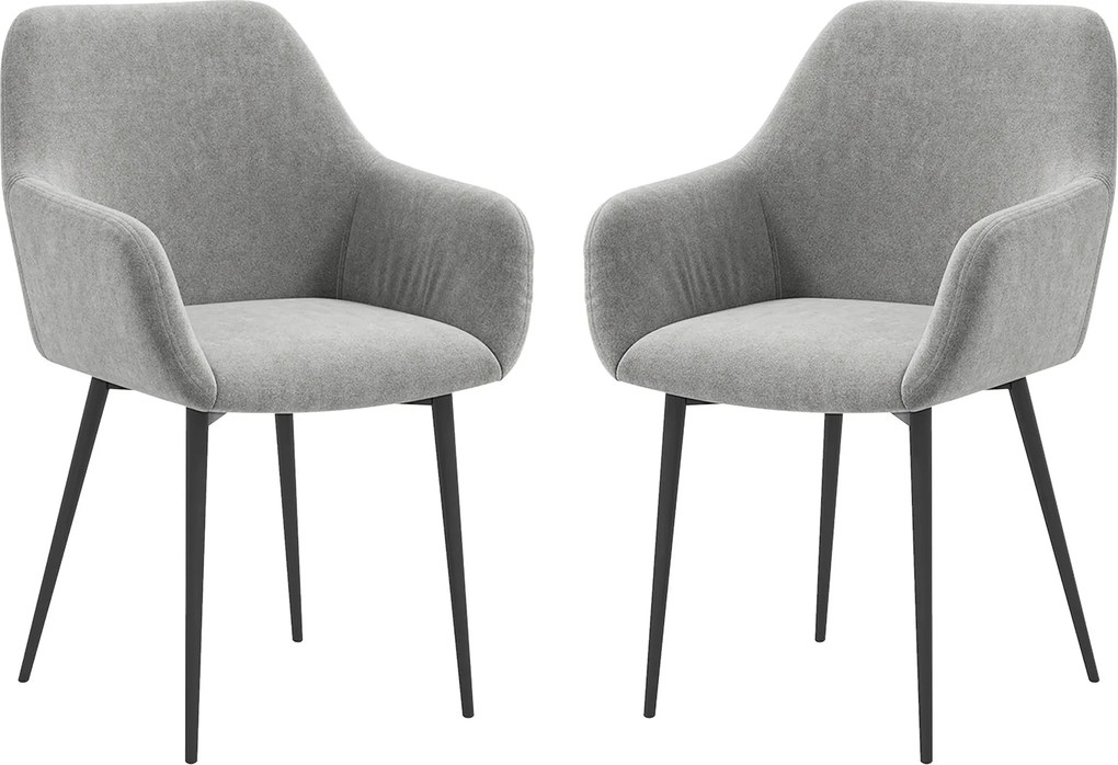 HOMCOM 2 db Kárpitozott Északi Stílusú Étkezőszék, Konyhai Szék Kárpittal, Karfás Fotel Acél Lábakkal, 54x57x80 cm, Sötétszürke | Aosom