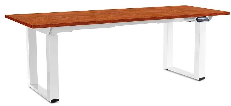 OfficeTech Strong állítható magasságú asztal 200 x 80 cm, fehér alap, cseresznye