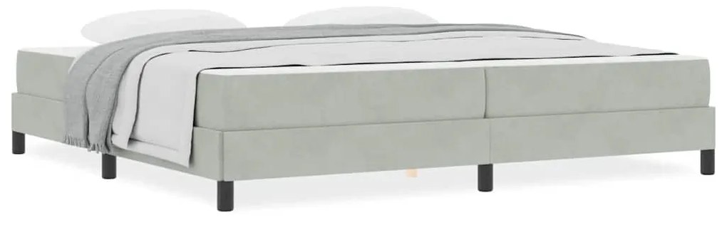 Boxspring ágy matraccal Világosszürke 200 x 200 cm Bársony