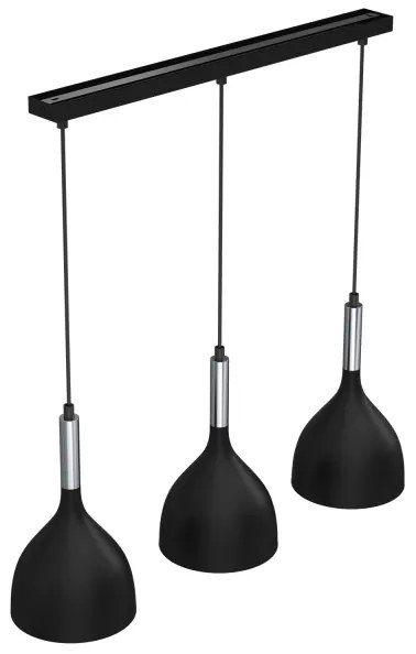 Csillár zsinóron NOAK 3xE27/15W/230V fekete/króm