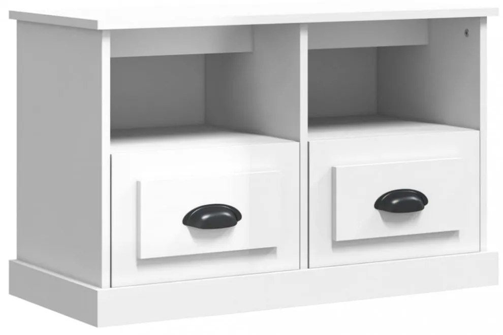 magasfényű fehér szerelt fa TV-szekrény 80 x 35 x 50 cm
