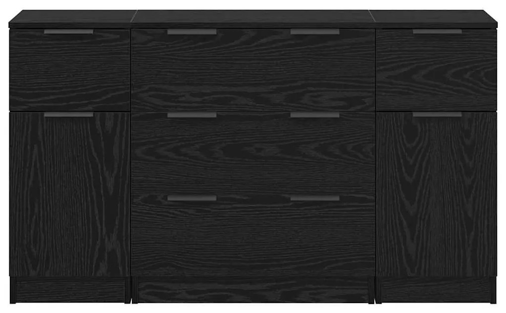 Széf fiókkal 3 pcs Musta tammi 121 x 30 x 70 cm Faanyag