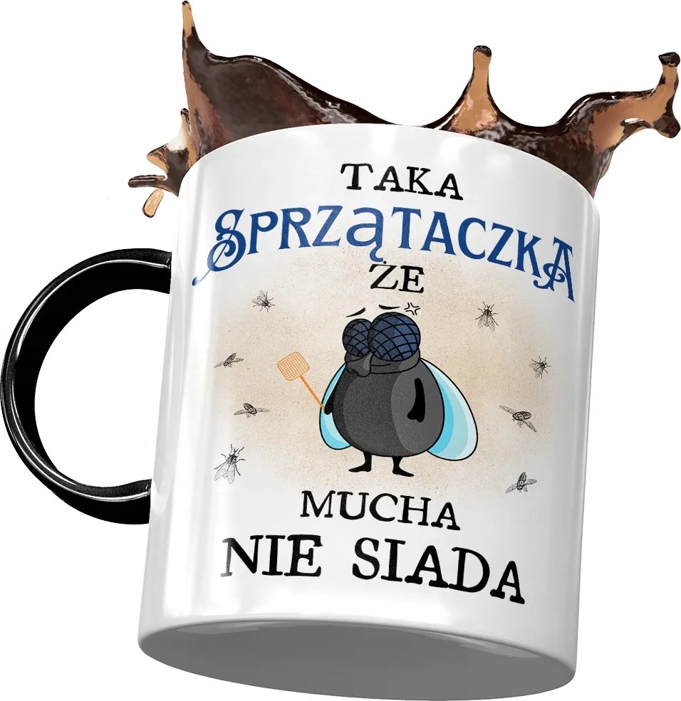 Fekete Bögre Takarítónőnek, hogy a légy ne üljön le fényképes nyomattal