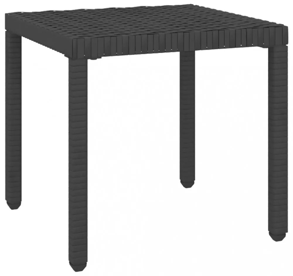 2 db fekete polyrattan napozóágy asztallal