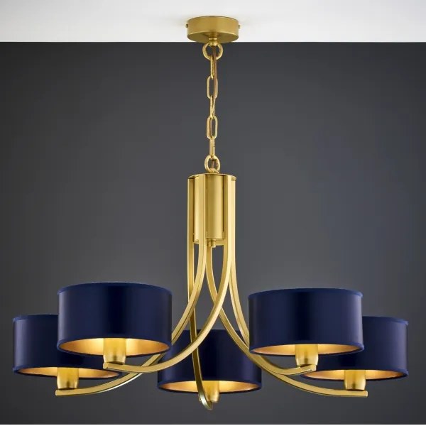 Jupiter 2094 - Láncos csillár ARTHUR 5xE27/15W/230V kék/arany