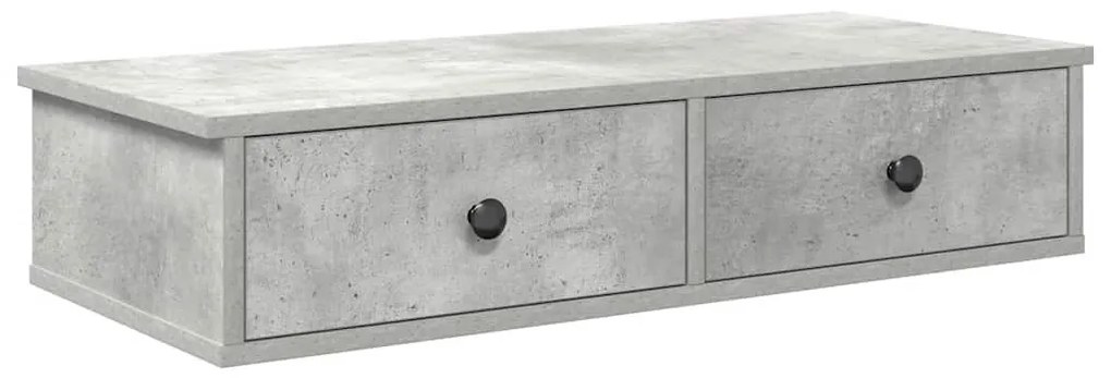 Falipolc fiókokkal betonszürke 80x31x17 cm műszaki fa
