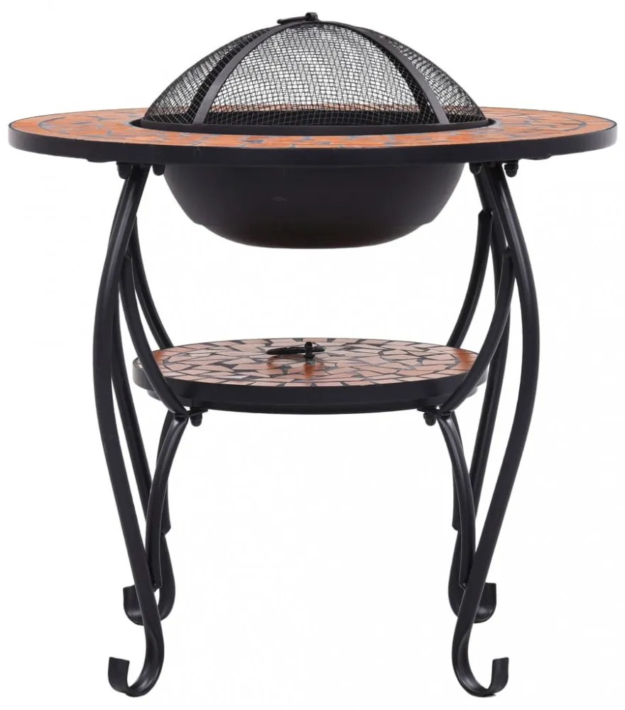 terrakotta kerámia mozaik tűztál asztallal 68 cm