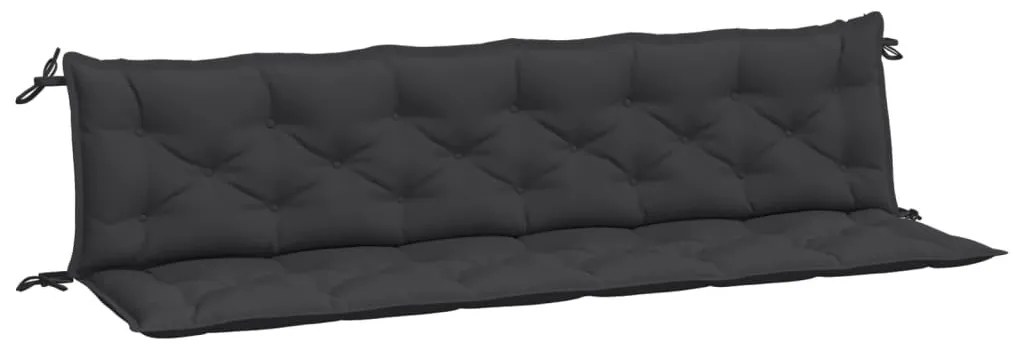 2 db fekete oxford szövet kerti padpárna 200 x 50 x 7 cm