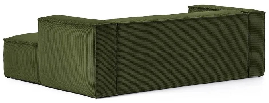 Zöld kordbársony sarokkanapé (jobb oldali) Blok – Kave Home