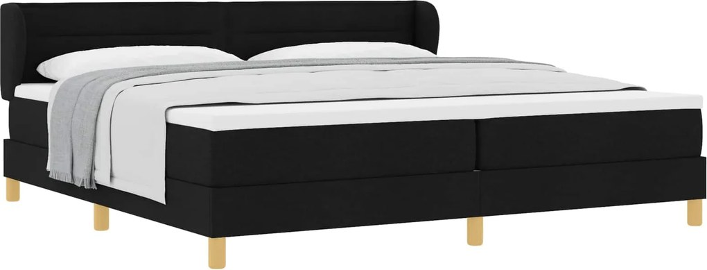 vidaXL Boxrugós ágy matracmal fejtámlával Fekete 200 x 200 cm szövet
