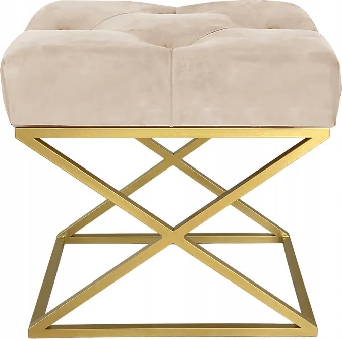 Kárpitozott fém loft puffpad, Bézs arany színben