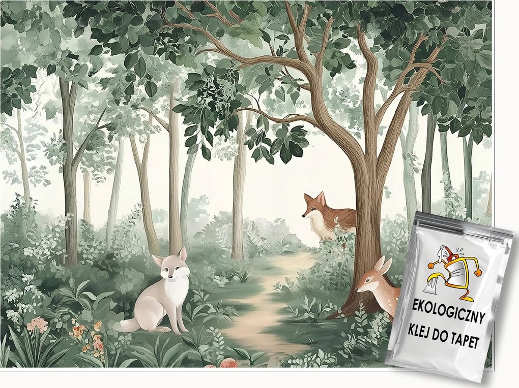 Fotótapéta Gyerekeknek Erdő Állatok Őz Fák Tapéta Flizelina 350x250