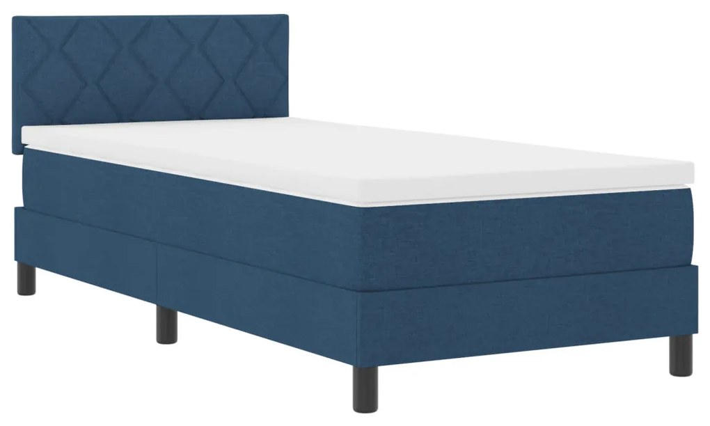 Boxspring Ágy Matraccal & LED Kék 100x200 cm Szövet