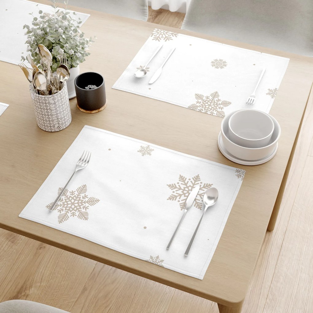 Goldea pamut reggeliző alátét - hópelyhek fehéren - 2db 30 x 40 cm