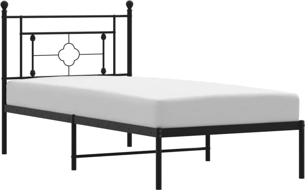 vidaXL fekete fém ágykeret fejtámlával 100 x 190 cm