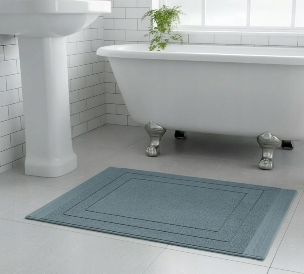 Prémium fürdőszobaszőnyeg organikus pamutból, kék 50 x 70 cm