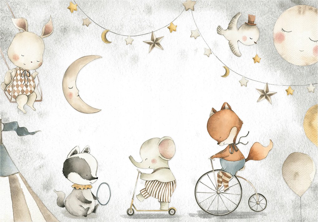 Vinil Fotótapéta Gyerekeknek Állatok Csillagok 254x184