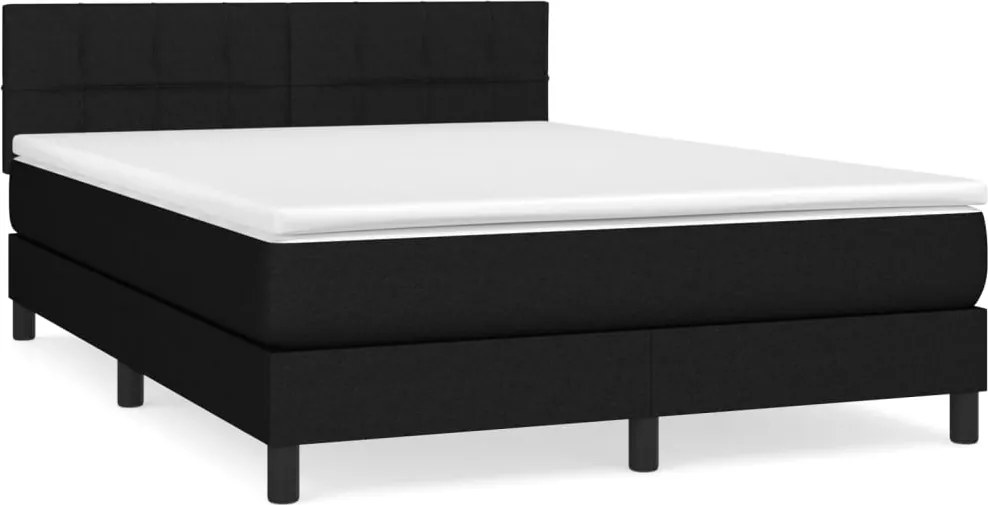 vidaXL fekete szövet rugós ágy matraccal 140 x 190 cm