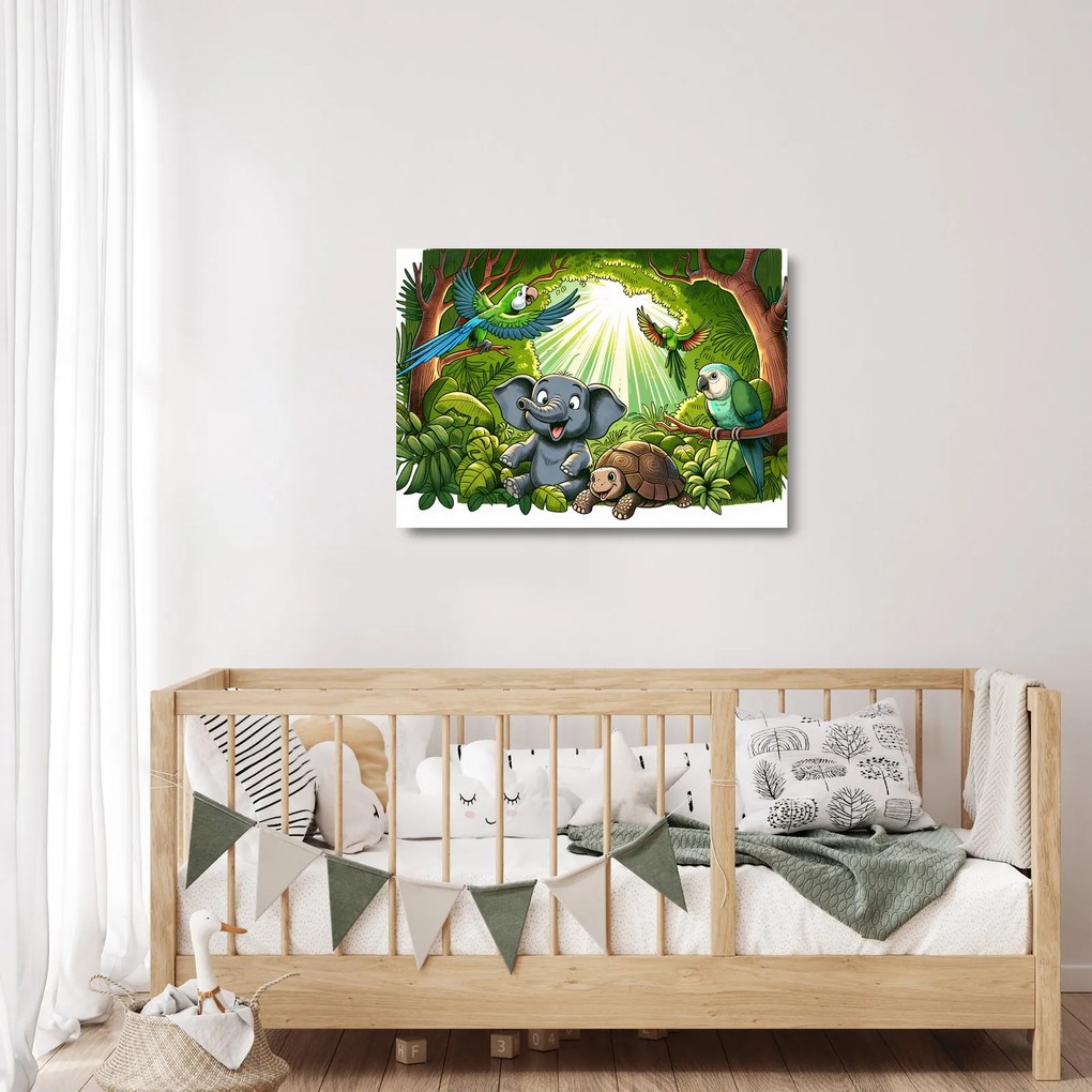 Üveg kép - Vidám állatkák (70x50 cm)