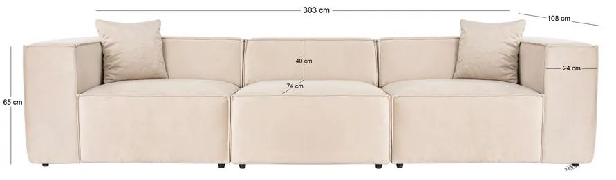 3 személyes kanapé Lora - Krém