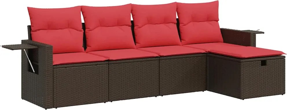 vidaXL 5 részes barna polyrattan kerti ülőgarnitúra párnával