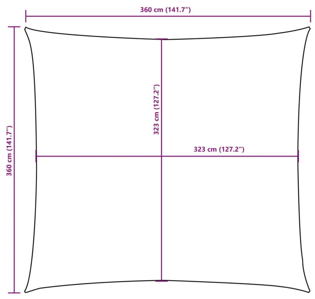 négyzet alakú, terrakotta oxford szövet napvitorla 3,6 x 3,6 m