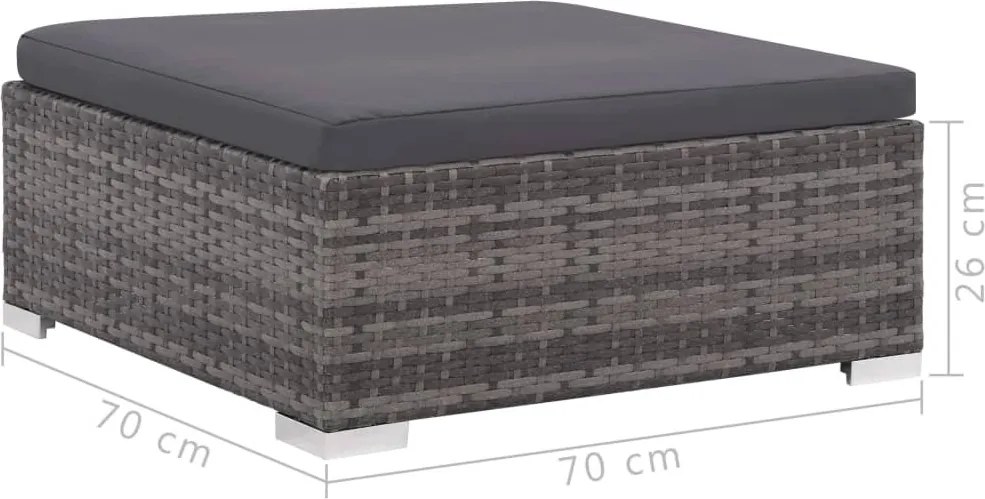 6-részes szürke polyrattan kerti bútorszett párnákkal